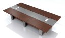 12 feet meeting table in mountain grain walnut veneer & leather