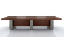 'Larry' 12 Ft Meeting Table In Mountain Grain Walnut & Leather