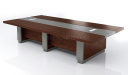 12 feet meeting table in mountain grain walnut veneer & leather