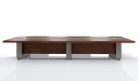 'Larry' 16 Ft Meeting Table In Mountain Grain Walnut & Leather