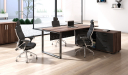 'Linz' 5 Feet Office Desk In Walnut & Gray Laminate