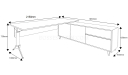 shop drawing of 7 feet Sharp office desk with side cabinet