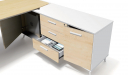 office desk with side cabinet in maple and white combination