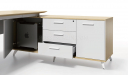 maple office desk with side cabinet in white color