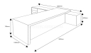 shop drawing of 12 feet office table with side cabinet