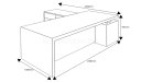 shop drawing of 8 feet office table in wenge veneer
