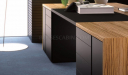office desk with leather writing top and inbuilt storage drawers
