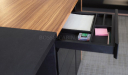 office desk with slim pull out pen tray