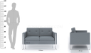 'Yugo' Two Seater Sofa In Gray PU Leather