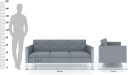 'Yugo' Three Seater Sofa In Gray PU Leather