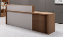 'Swan' 8 Feet Reception Desk In Golden Sandalwood