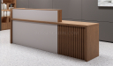 'Swan' 8 Feet Reception Desk In Golden Sandalwood