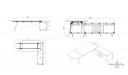 shop drawing of 9 feet office table with side cabinet