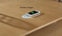 maple wood office table top with embedded wireless mobile charger