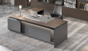 'Nexa' 8.5 Ft. Office Desk In Pari Walnut & Leather