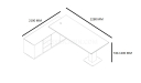 shop drawing of L shape height adjustable office desk