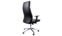 rear view of high back executive chair in black leather