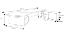 shop drawing of 9 feet office table with curved table top and side cabinet
