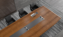 'Aulenti' Medium Back Office Chair With Slim Leather Arms