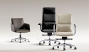 'Aulenti' Slim High Back Office Chair In Black Leather