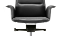 'Aulenti' Slim High Back Office Chair In Black Leather