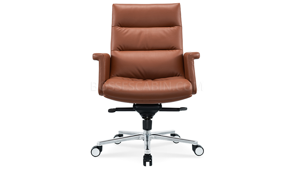 Omega Medium Back Office Chair In Dark Tan Leather Boss sCabin