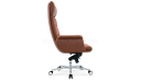 'Omega' Office Chair In Dark Tan PU Leather