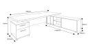 shop drawing of metro 8 feet office table with side cabinet