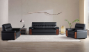 'Polo' Three Seater Institutional Sofa In Leather & Wood