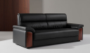 'Polo' Three Seater Institutional Sofa In Leather & Wood