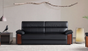 'Polo' Three Seater Institutional Sofa In Leather & Wood