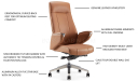 'Calm-A' High Back Office Chair In Tan Leather
