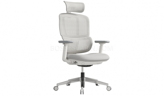 'H2' Chair With Headrest In Warm White Frame