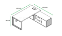 shop drawing of Josep 6 feet office table with side cabinet