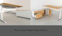 L shape executive desk with motorized height adjustment function