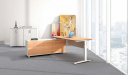 office with L shape office desk with motorized height adjustment