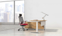 modern office cabin with sleek L shape office desk