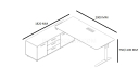 shop drawing of 6.5 feet office desk with side cabinet