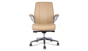 'Calm' Medium Back Chair In Latte Brown Artificial Leather