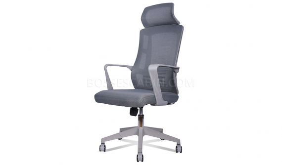 'Spirit' Office Chair With Headrest In Light Gray Frame