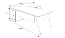 shop drawing of 7 feet Anyways office desk with side cabinet