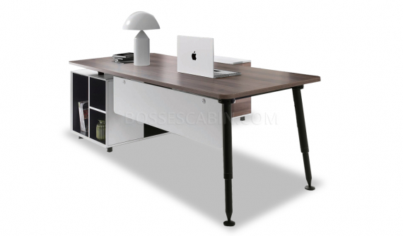 modern office desk in walnut laminate and white