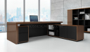 inside of view of modern office desk with side cabinet