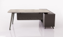 'Varna' 6.5 Feet Office Desk In Gray Oak Finish