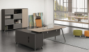 'Varna' 6.5 Feet Office Desk In Gray Oak Finish