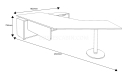 shop drawing of 8 feet office desk with curved top