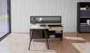 'Varna' 5.5 Feet Gray Oak Office Desk With Side Screen