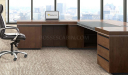 Large L shape office table with side return in walnut wood