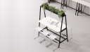 'Balence' High Seat Cafeteria Table With Warm White Top