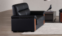 'Polo' Two Seater Institutional Sofa In Leather & Wood